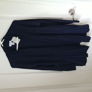 NWT size L Carmen brand Womens open front long navy cardigan